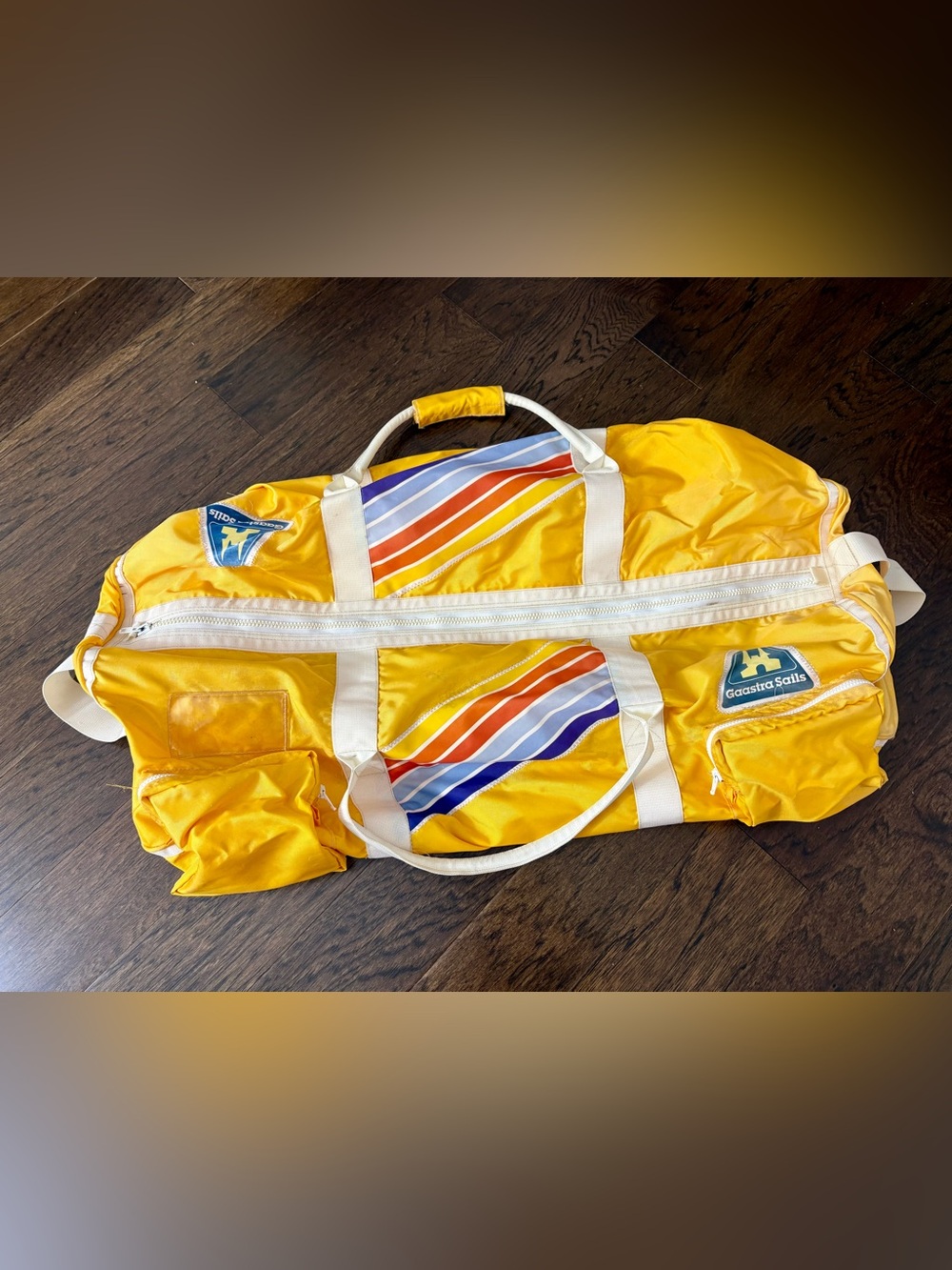 VTG 1970s Gaastra Sails Yellow Vinyl Duffle Bag